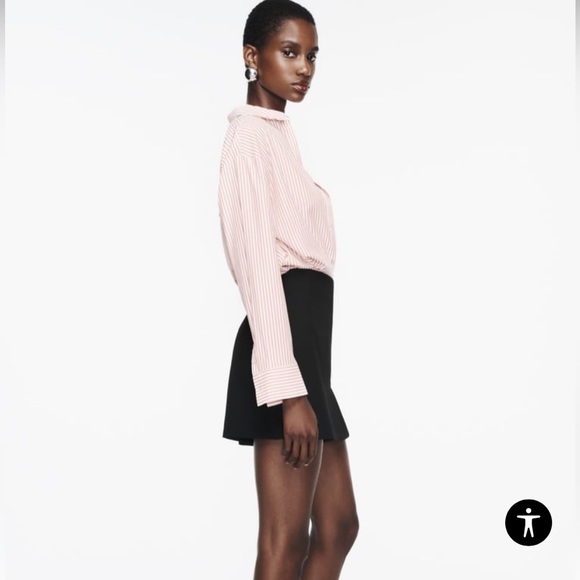 Zara pin-striped white and pink button-down shirt size M - Picture 2 of 10